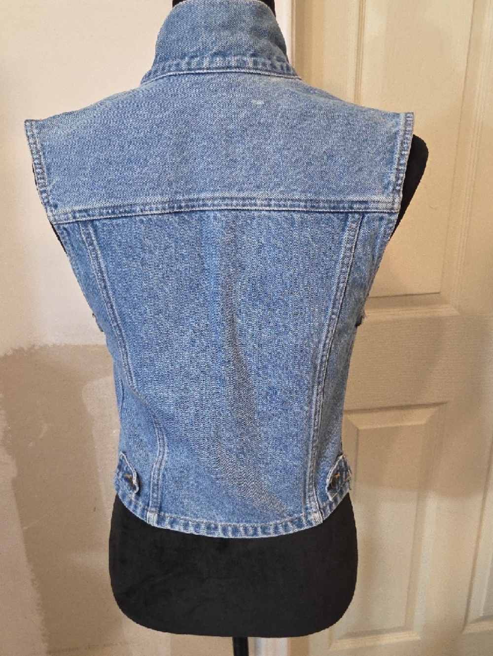 SilverHawk Light Blue Denim Sleeveless Button-Up Vest Cottagecore Biker Layer - Picture 5 of 9